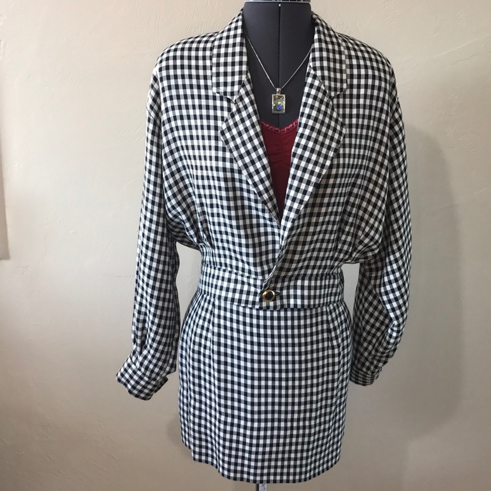 ❤️Black & White Checker ~ Skirt & Blazer Set